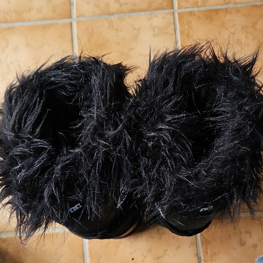 VTG DC Shoes Chalet SE 2.0 Black Snow Moon Boots Faux Fur Rhinestone Y2K - Picture 12 of 13